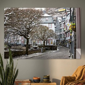 Winter in the historic village of Monschau in the German Eifel region