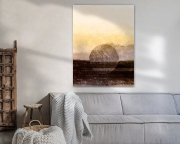Zonsondergang abstract minimalisme van FRESH Fine Art