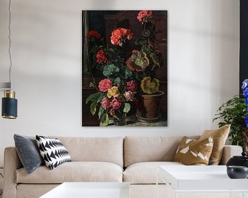 Josef Stoitzner, Stilleven met geraniums en rozen van Atelier Liesjes