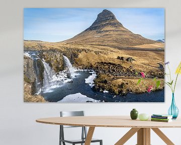 Kirkjufell mountain with waterfall by Mickéle Godderis