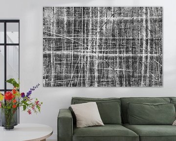 Gevlochten bomen in zwart wit - abstract met multiple exposure van Marianne van der Zee