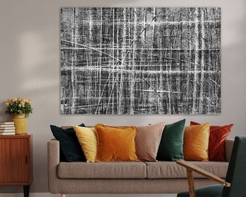 Gevlochten bomen in zwart wit - abstract met multiple exposure