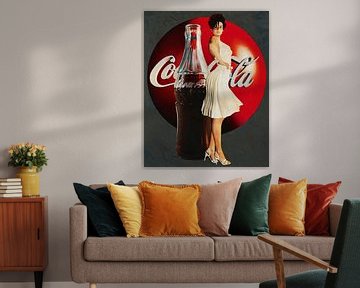 Pin Up Girl avec Coca Cola Draw Art Peintures des années 1960