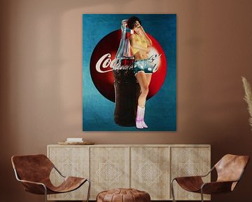 Pin Up Meisje met Coca Cola Teken Kunst Schilderijen van de jaren 1960