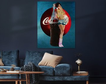 Pin Up Meisje met Coca Cola Teken Kunst Schilderijen van de jaren 1960 van Jan Keteleer
