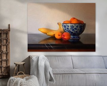 Still life with apricots and bananas