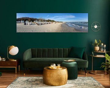 Panorama mit Strandkörben am Meer, Ostseebad Binz auf Rügen