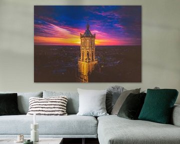 Kerk Elst tijdens zonsondergang