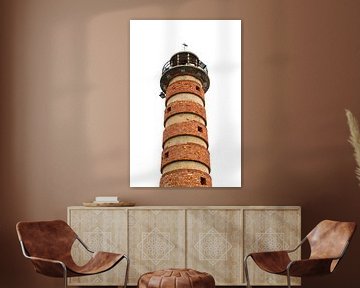Lisbon lighthouse, color on white background by Iris Koopmans