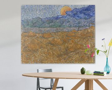 Landschap met tarweschoven en opkomende maan, Vincent van Gogh