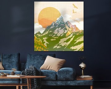 Berglandschap met zonsopgang van Jacob von Sternberg Art