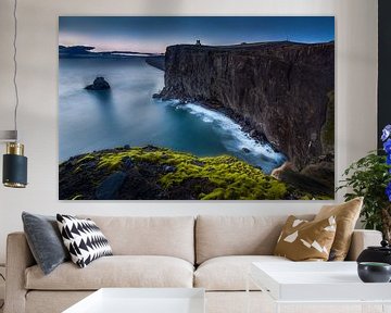 Iceland lighthouse with cliff by the sea by Voss Fine Art Fotografie