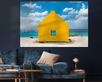 Strandhut op het eiland Bonair in het Caribisch gebied. van Voss Fine Art Fotografie