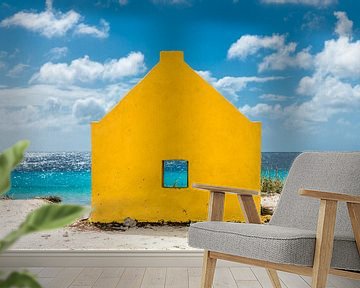 Strandhut op het eiland Bonair in het Caribisch gebied. van Voss Fine Art Fotografie