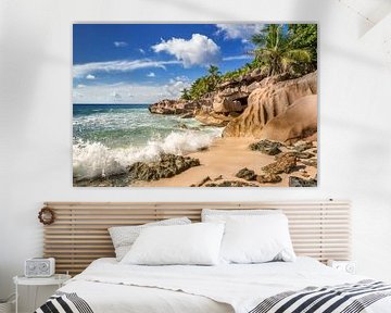 Traumhafter Strand auf der Insel La Digue / Seychellen. von Voss Fine Art Fotografie