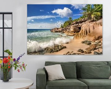 Traumhafter Strand auf der Insel La Digue / Seychellen. von Voss Fine Art Fotografie