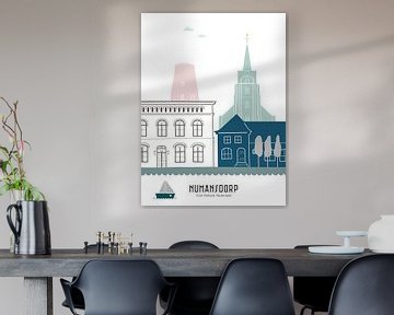 Skyline Illustration Stadt Numansdorp in Farbe von Mevrouw Emmer