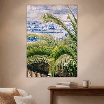 Palme auf Blau Weiß