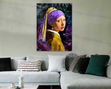 Girl with a Pearl Earring - Botanical Neon Edition by Gisela - Art for you