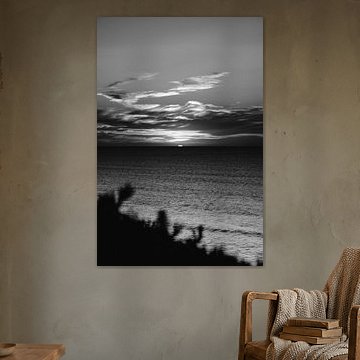 Zonsondergang Portugal Westkust | Strand fotografie zwart wit
