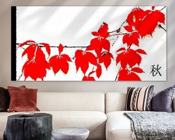 feuilles d'automne rouges mixed media sur Werner Lehmann