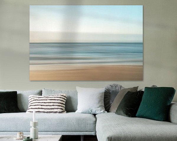 Abstract long exposure pastel zonsondergang marineblauw beige Italië art print - natuur fotografie