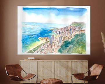 Monaco Blick von den Bergen mit Skyline und Meer von Markus Bleichner