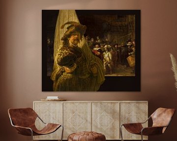 De Vaandeldrager en de Nachtwacht van Rembrandt van Rijn van Digital Art Studio