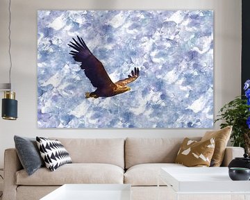 White-tailed eagle in flight drawing
