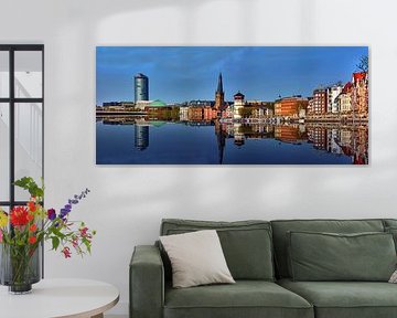 Dusseldorf city panorama as a reflection
