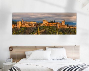 Panoramic photo of the Alhambra in Granada, Spain