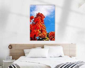 Herfstbladeren in de zon gemengde techniek
