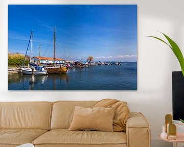 View of the harbor of Neuendorf on the island of Hiddensee