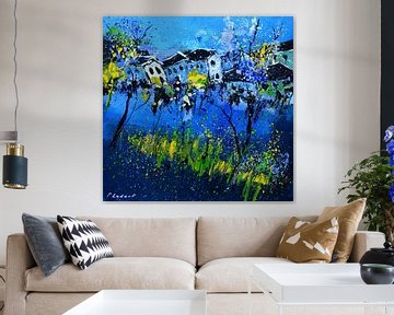 Blauw dorp van pol ledent