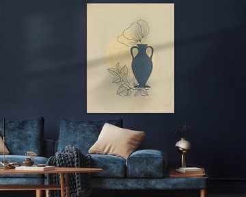 Nature morte minimaliste avec une amphore bleue sur Tanja Udelhofen