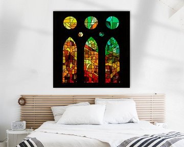 Interieur van de Sagrada Familia in Barcelona (vierkant compositie) van Chi