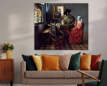 Das Glas Wein - Milchmädchen - Johannes Vermeer von Digital Art Studio
