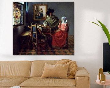 Het glas wijn - Melkmeisje - Johannes Vermeer van Digital Art Studio