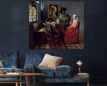 Het glas wijn - Meisje met de parel- Johannes Vermeer van Digital Art Studio