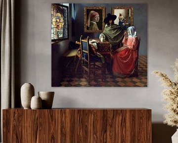 The Glass of Wine - Milkmaid - Girl with a Pearl Earring by Digital Art Studio