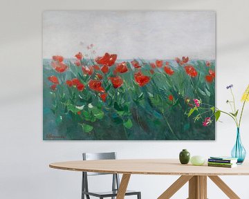 Rote Mohnblumen am Seeufer, Karl Hagemeister