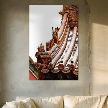 Toit de la Cité interdite à Pékin avec de magnifiques ornements décoratifs sur Chi