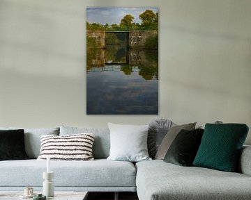 Spiegelbeeld in het water van het Brugtje van Sint Jan Biesbosch van Kuifje-fotografie