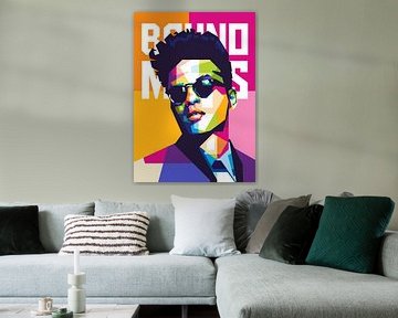 Bruno Mars in Wedha's Pop Art Portret (WPAP) van Dico Hendry