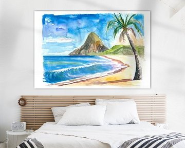 Saint Lucia Antillen Dromen met Petit Piton en strand