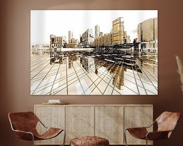 futuristische architectuurstad Poster-City van Max Steinwald