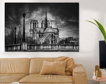 Notre-Dame de Paris en noir et blanc sur Chihong