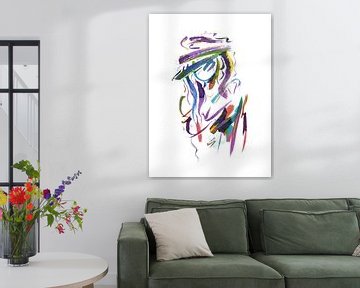 Kleurig abstract kunstwerk van een vrouwelijk portret van Emiel de Lange