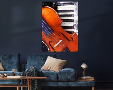 Violin and piano watercolor art #violin #piano by JBJart Justyna Jaszke