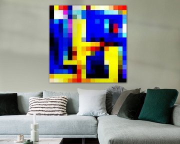 abstract schilderij als pixelafbeelding